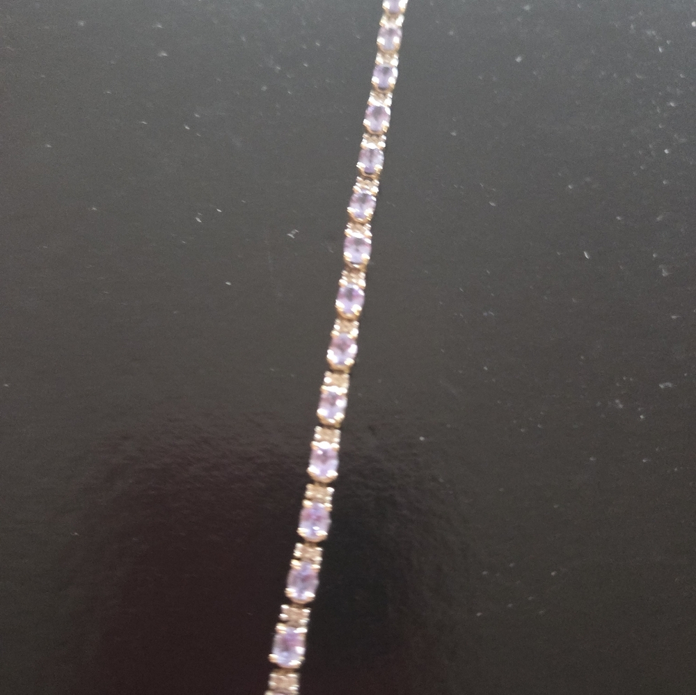 Tennis Bracelet 14KT 10kt Yellow Gold Blue Tanzanite  Diamond 7.25" Genuine Fund